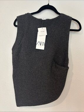 ZARA Dark Charcoal Sleeveless sweater Top